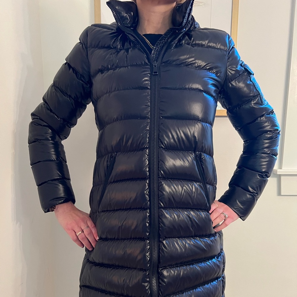 MONCLER Moka Down Coat Jacket Size 2 Detachable Hood